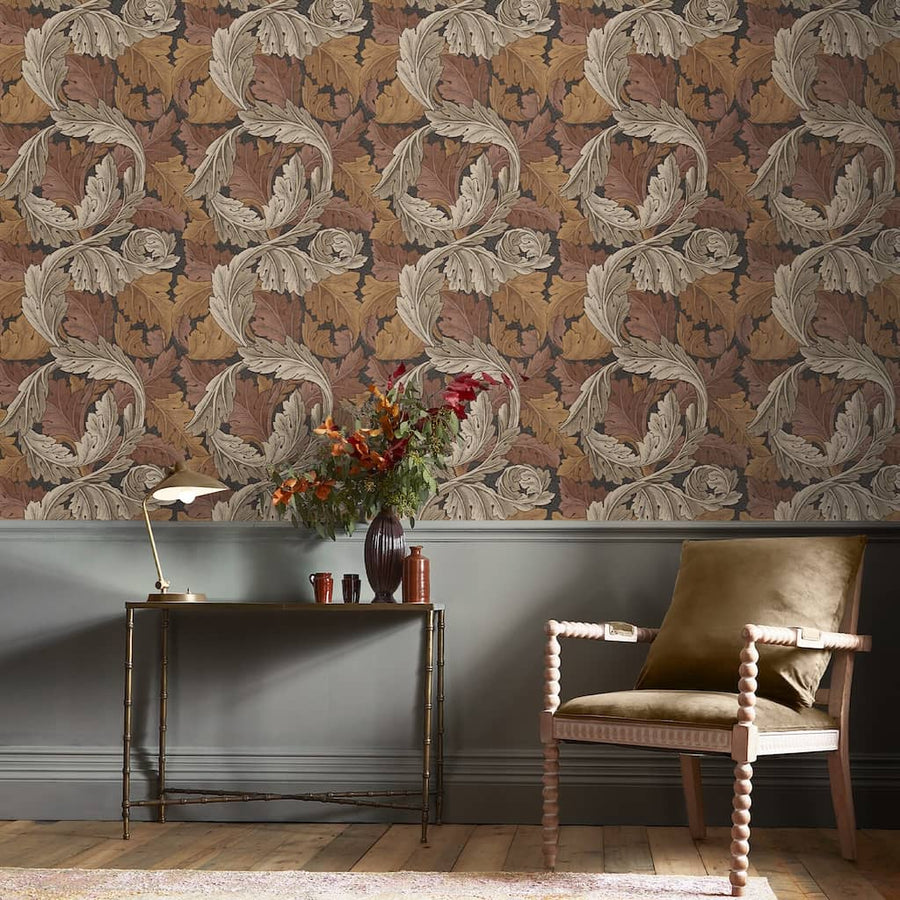 124224 - William Morris Wallpaper - William Morris At Home Acanthus Burnt Orange Wallpaper - Decor Warehouse