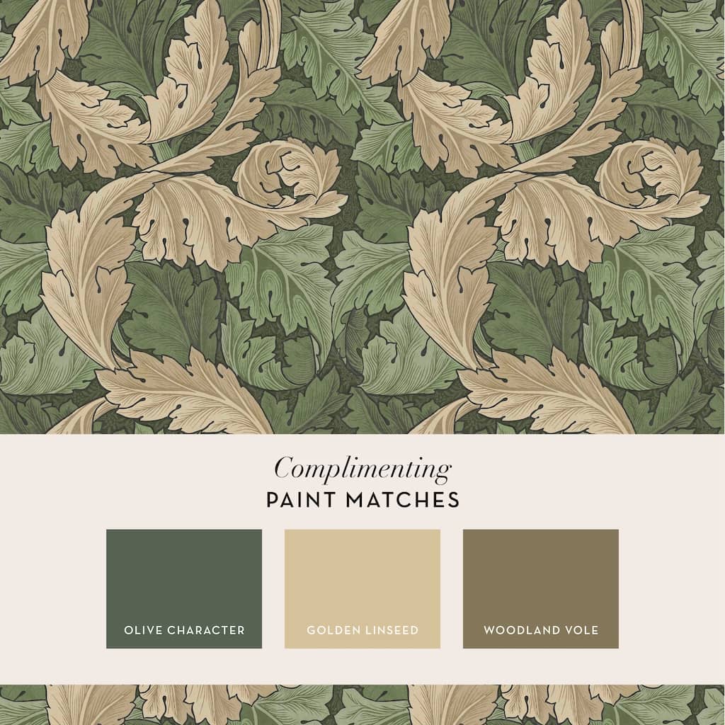 124227 - William Morris Wallpaper - William Morris At Home Acanthus Green Wallpaper - Decor Warehouse