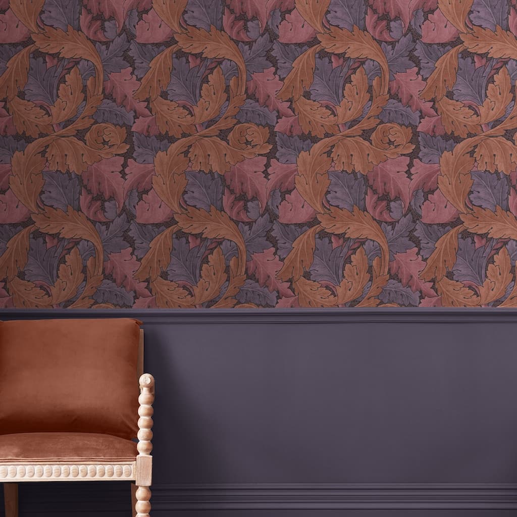 124223 - William Morris Wallpaper - William Morris At Home Acanthus Plum Wallpaper - Decor Warehouse