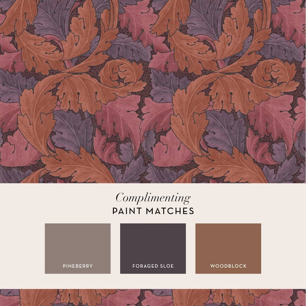 124223 - William Morris Wallpaper - William Morris At Home Acanthus Plum Wallpaper - Decor Warehouse