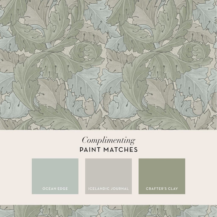 124228 - William Morris Wallpaper - William Morris At Home Acanthus Sage & Duck Egg Wallpaper - Decor Warehouse