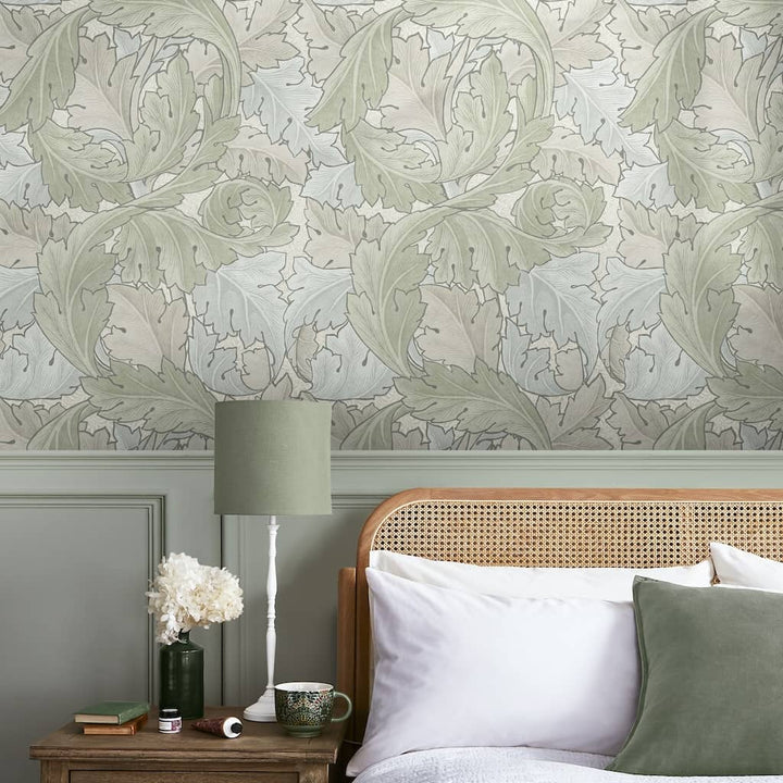 124228 - William Morris Wallpaper - William Morris At Home Acanthus Sage & Duck Egg Wallpaper - Decor Warehouse