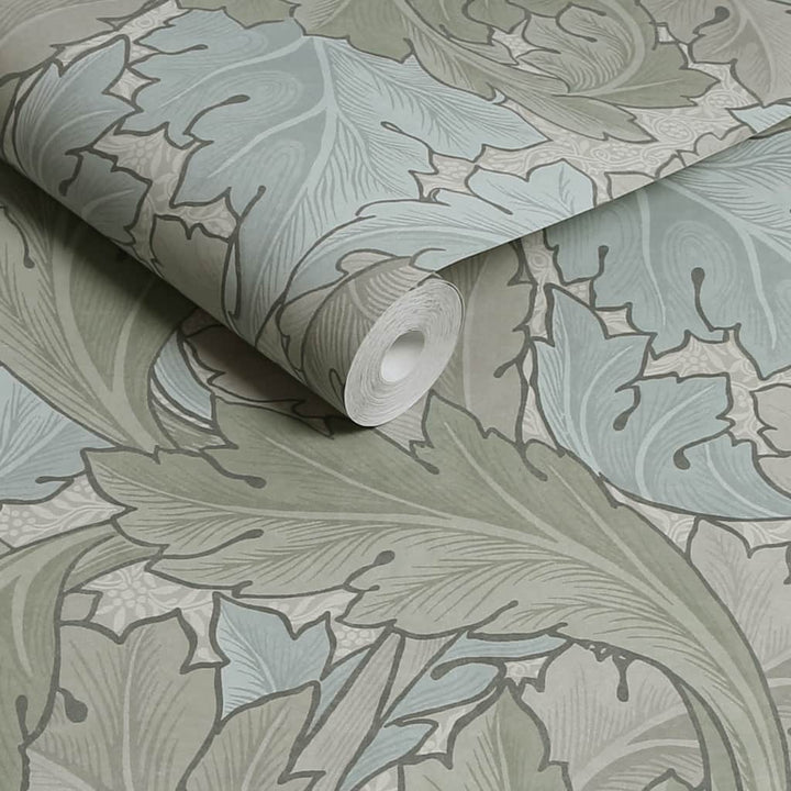 124228 - William Morris Wallpaper - William Morris At Home Acanthus Sage & Duck Egg Wallpaper - Decor Warehouse