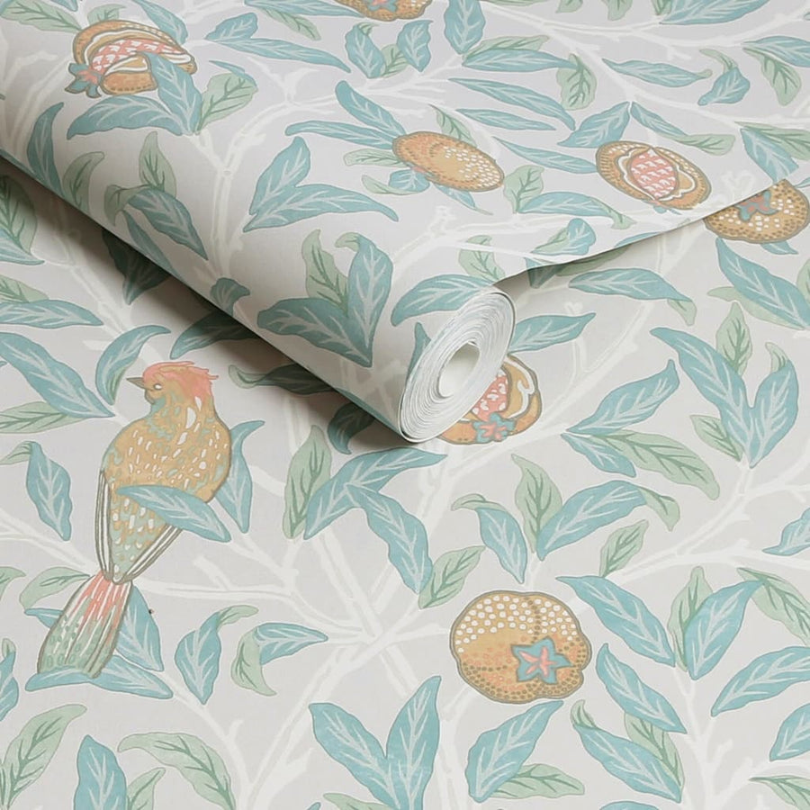 124261 - William Morris Wallpaper - William Morris At Home Bird & Pomegranate Duck Egg Wallpaper - Decor Warehouse