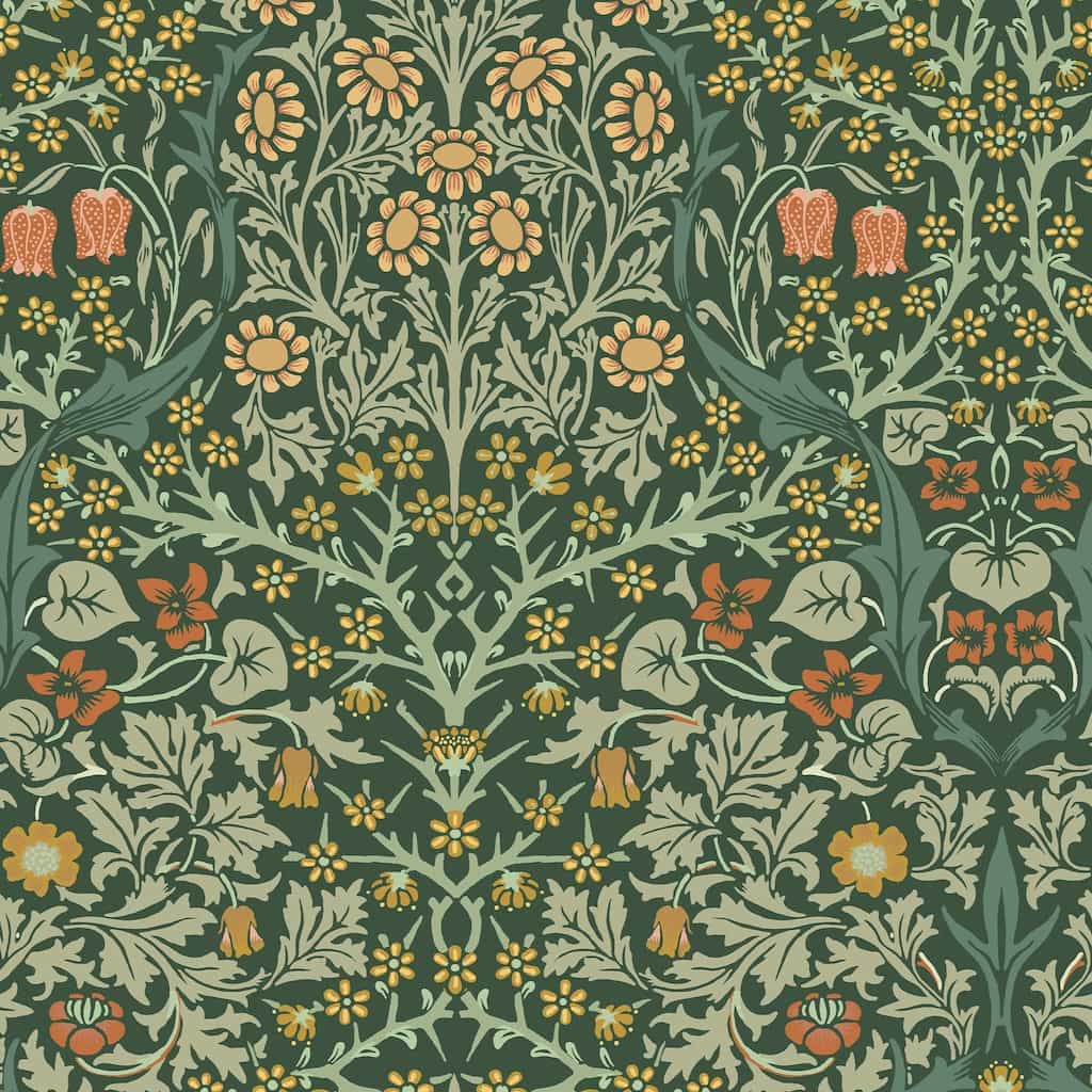 124252 - William Morris Wallpaper - William Morris At Home Blackthorn Deep Green Wallpaper - Decor Warehouse