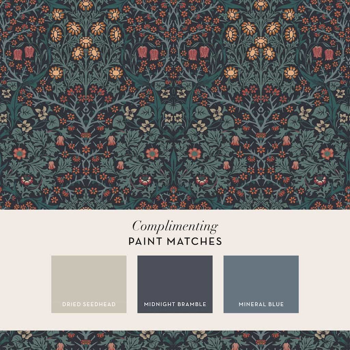 124251 - William Morris Wallpaper - William Morris At Home Blackthorn Navy Wallpaper - Decor Warehouse