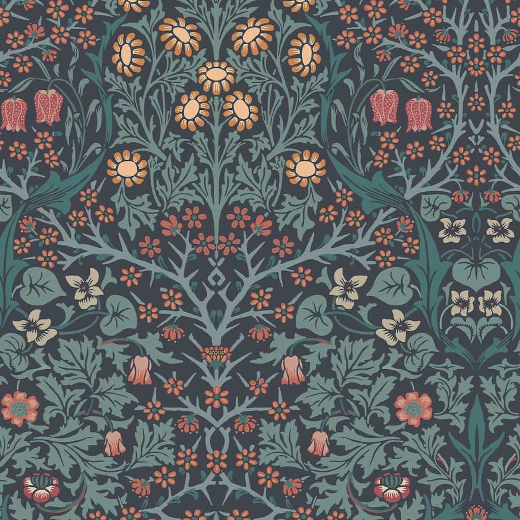 124251 - William Morris Wallpaper - William Morris At Home Blackthorn Navy Wallpaper - Decor Warehouse