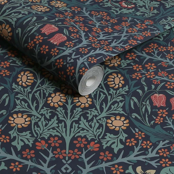 124251 - William Morris Wallpaper - William Morris At Home Blackthorn Navy Wallpaper - Decor Warehouse