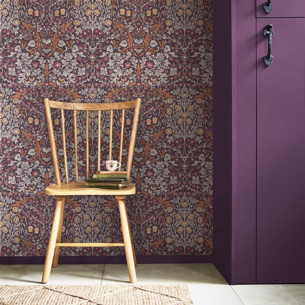 124249 - William Morris Wallpaper - William Morris At Home Blackthorn Plum Wallpaper - Decor Warehouse