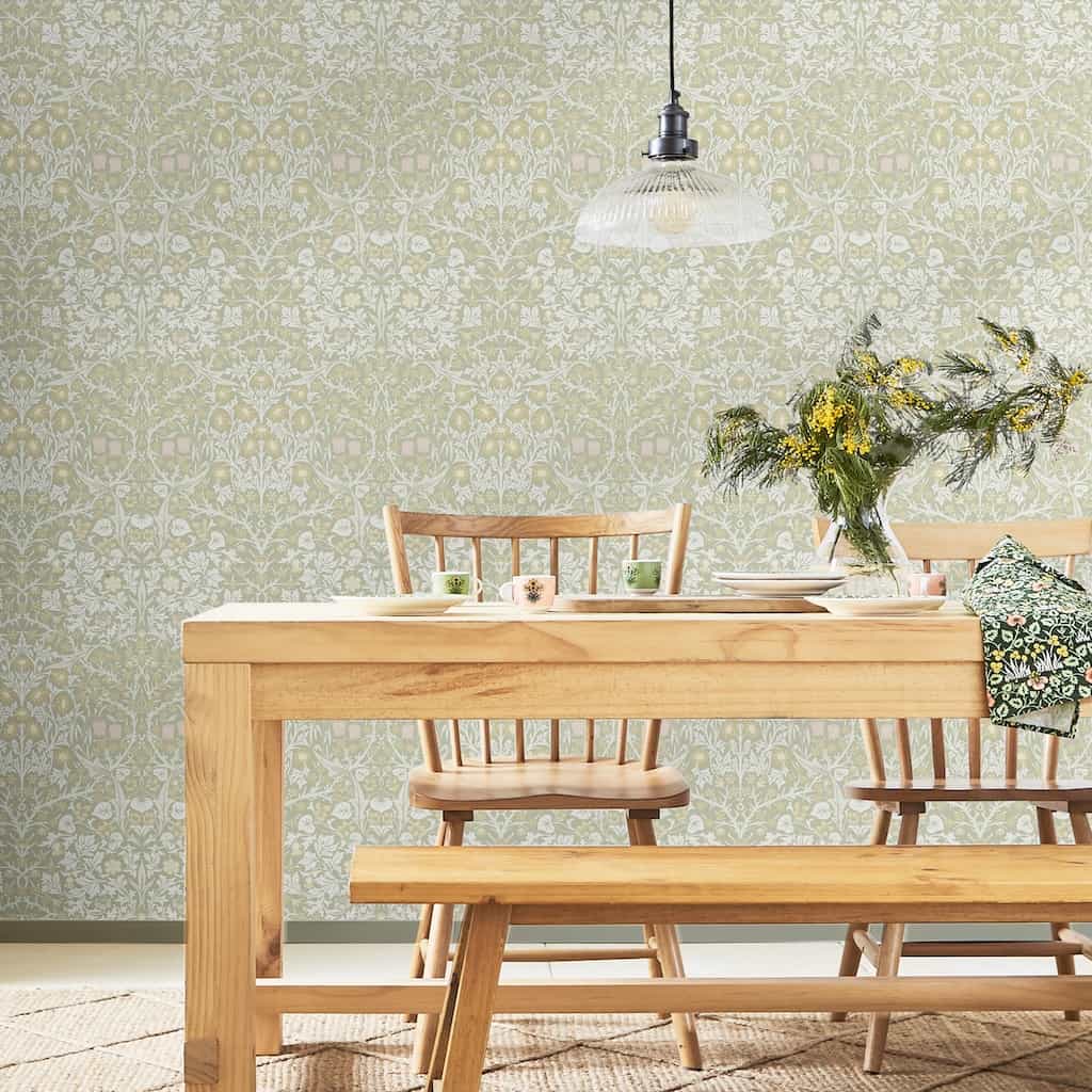 124253 - William Morris Wallpaper - William Morris At Home Blackthorn Sage Wallpaper - Decor Warehouse