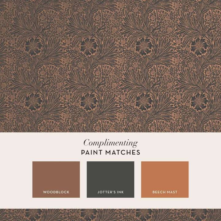 124254 - William Morris Wallpaper - William Morris At Home Marigold Fibrous Charcoal Wallpaper - Decor Warehouse