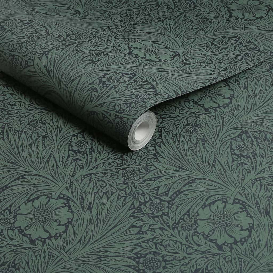 124255 - William Morris Wallpaper - William Morris At Home Marigold Fibrous Green Wallpaper - Decor Warehouse