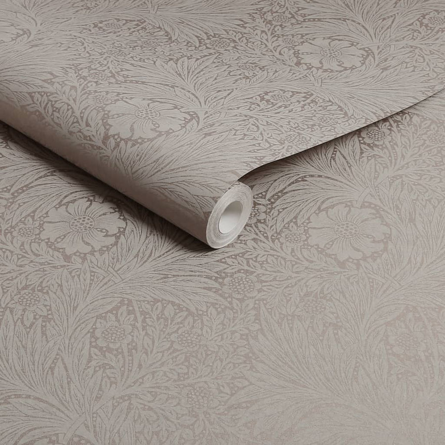 124257 - William Morris Wallpaper - William Morris At Home Marigold Fibrous Neutral Wallpaper - Decor Warehouse