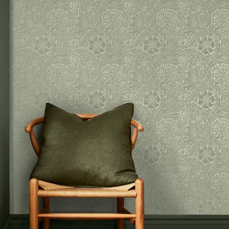 124256 - William Morris Wallpaper - William Morris At Home Marigold Fibrous Sage Wallpaper - Decor Warehouse