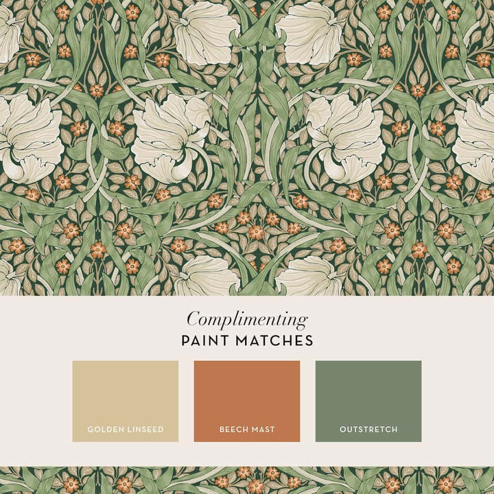 124242 - William Morris Wallpaper - William Morris At Home Pimpernel Green Wallpaper - Decor Warehouse