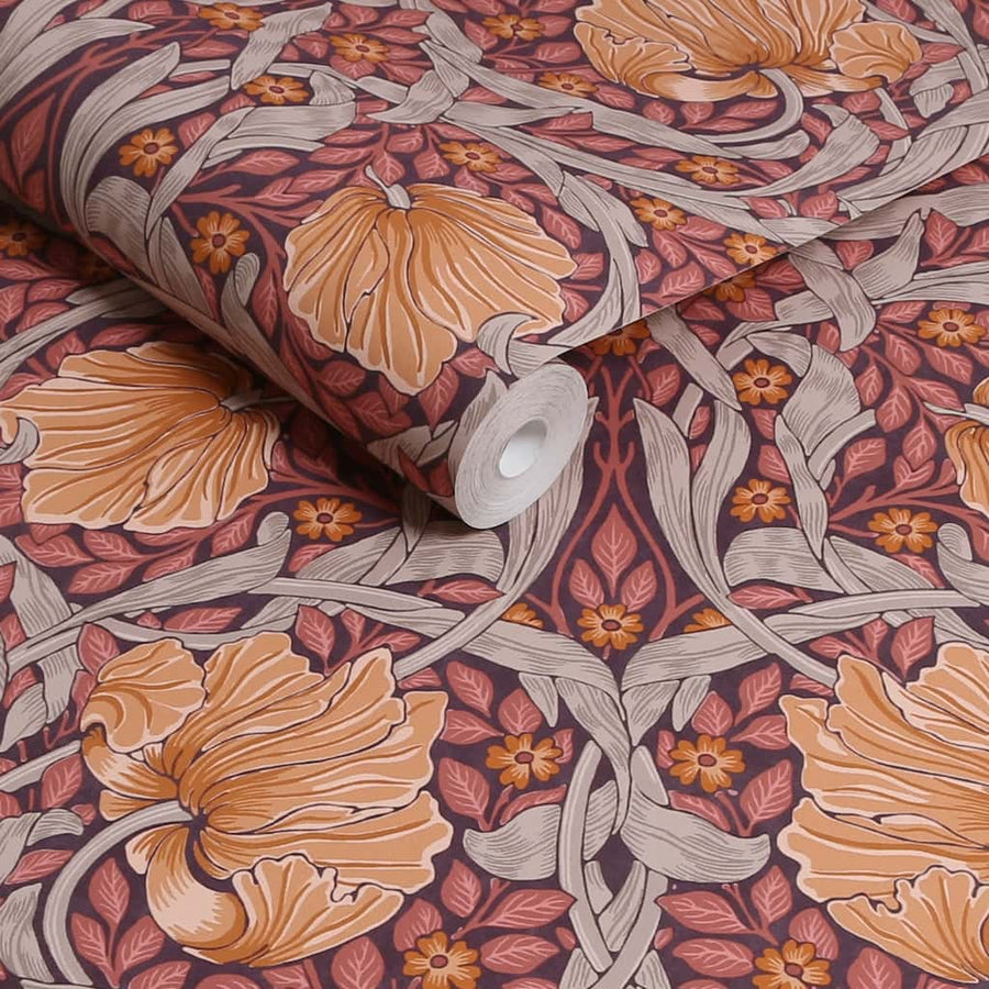 124239 - William Morris Wallpaper - William Morris At Home Pimpernel Plum Wallpaper - Decor Warehouse