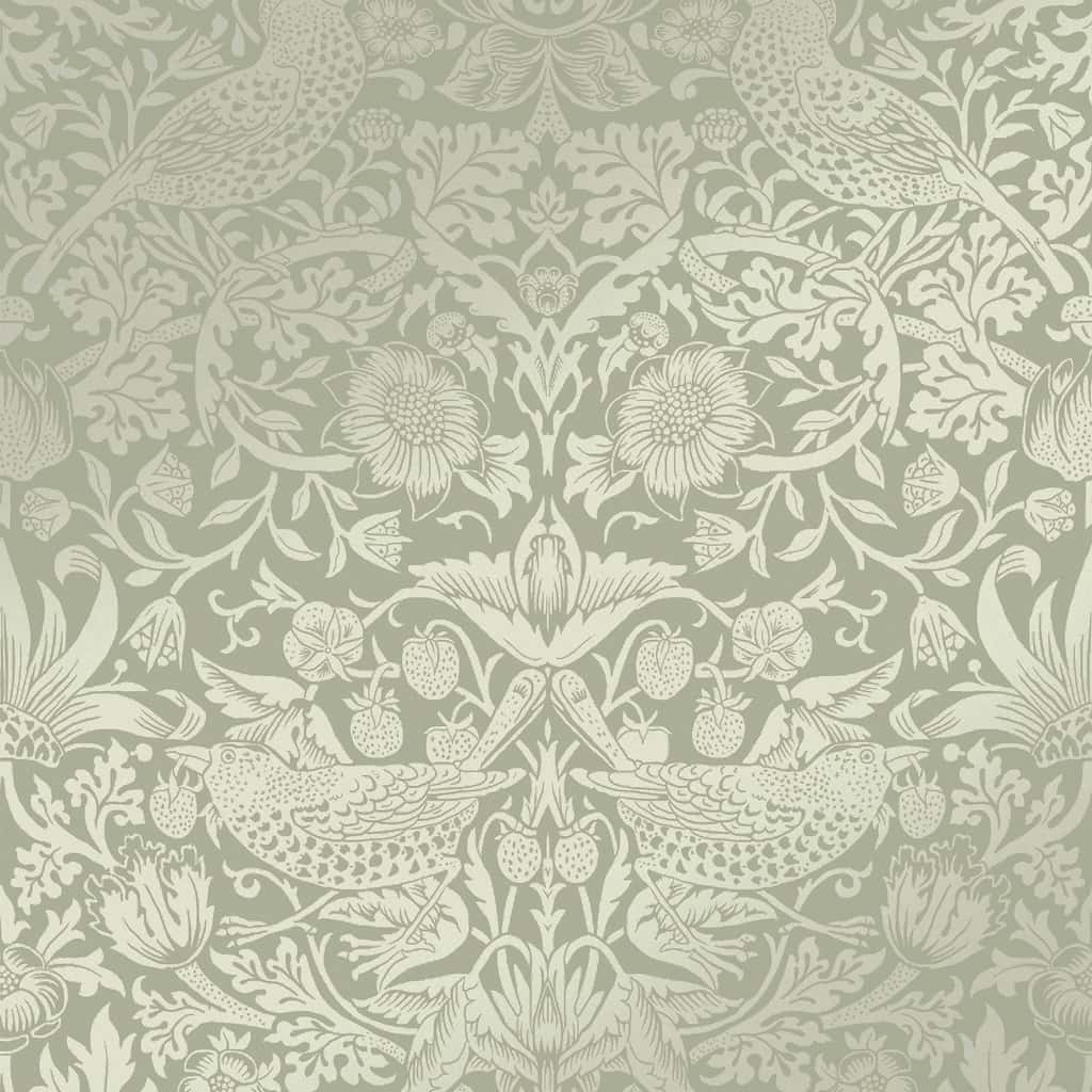 124237 - William Morris Wallpaper - William Morris At Home Strawberry Thief Fibrous Sage Wallpaper - Decor Warehouse