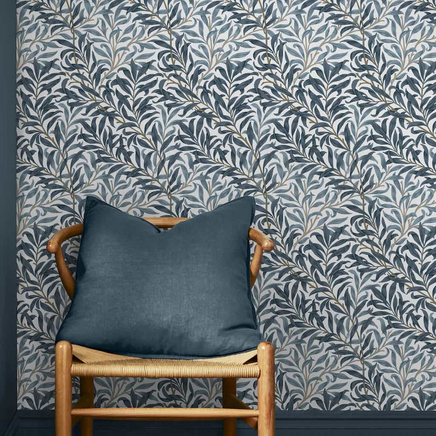 124245 - William Morris Wallpaper - William Morris At Home Willow Bough White & Blues Wallpaper - Decor Warehouse