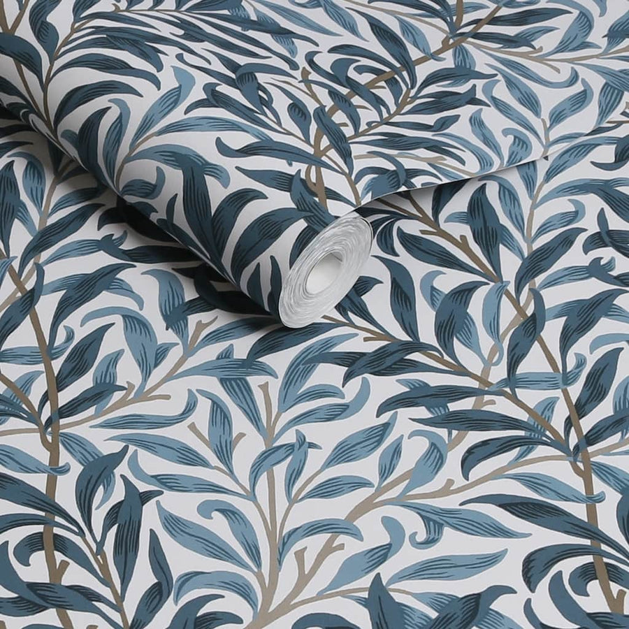 124245 - William Morris Wallpaper - William Morris At Home Willow Bough White & Blues Wallpaper - Decor Warehouse