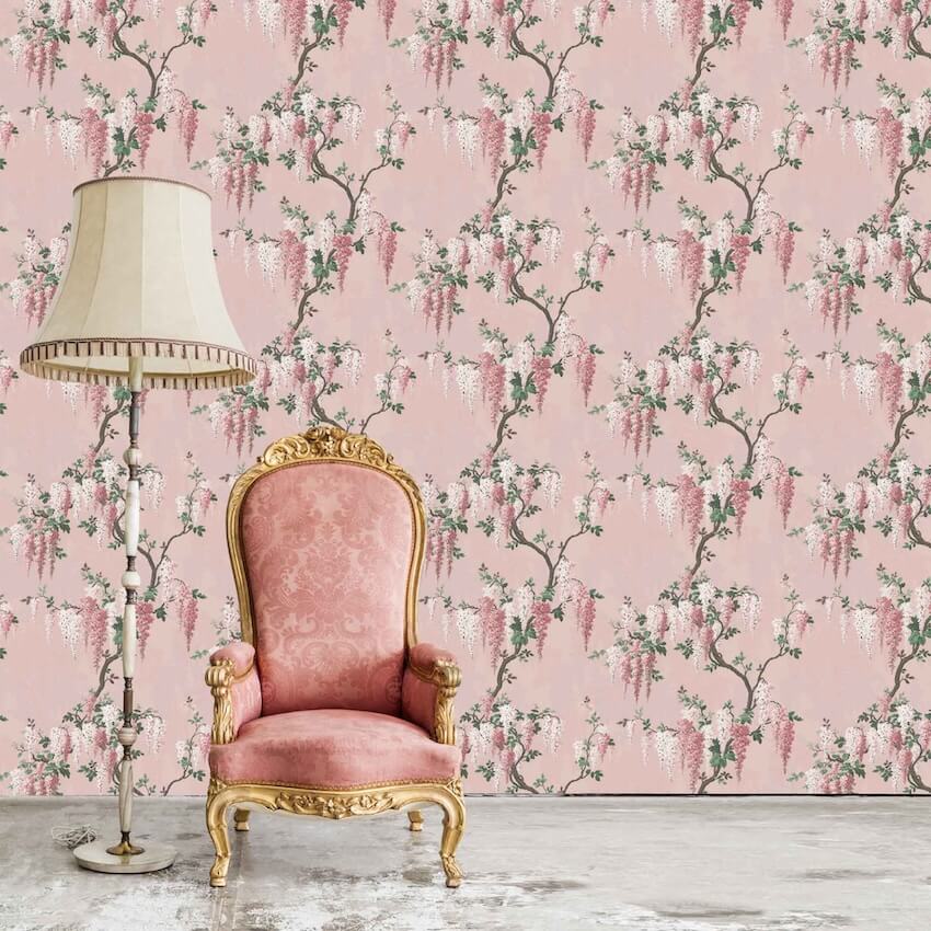 WM-218-Woodchip & Magnolia-Wisteria Pink Bloom Wallpaper-Decor Warehouse