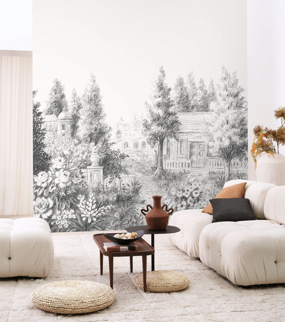 WDWS89029708-Casadeco-Casadeco French Park Charcoal Black Wall Mural Medium Size-Decor Warehouse