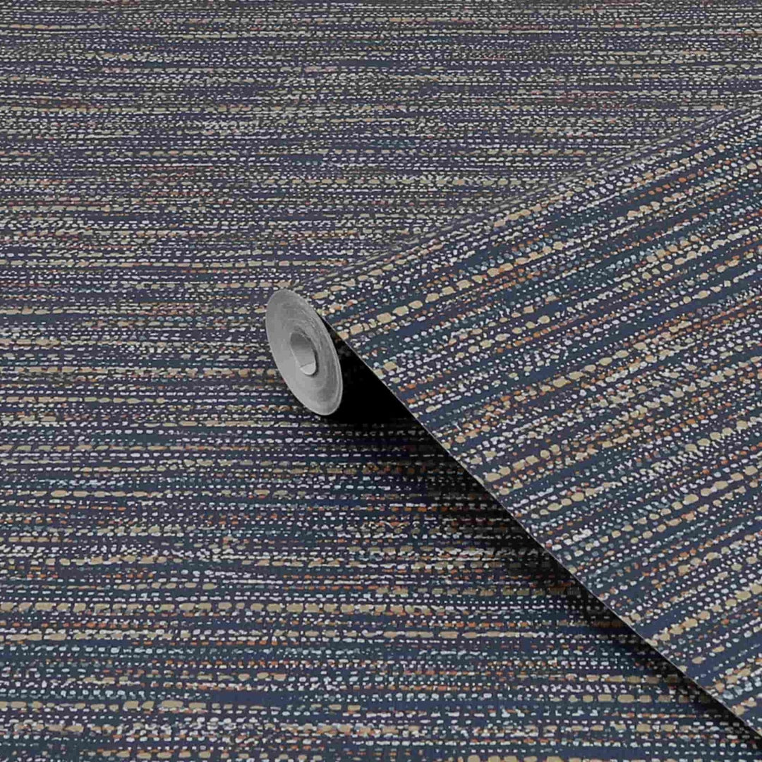 121402-Graham & Brown-Chunky Horizontal Weave Indigo Wallpaper-Decor Warehouse