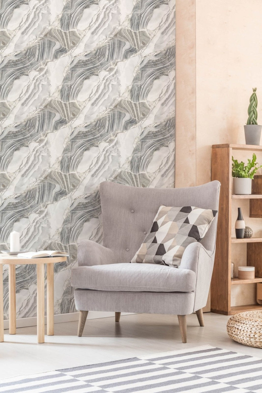 119612-Graham & Brown-Fresco Agate Grey Wallpaper-Decor Warehouse