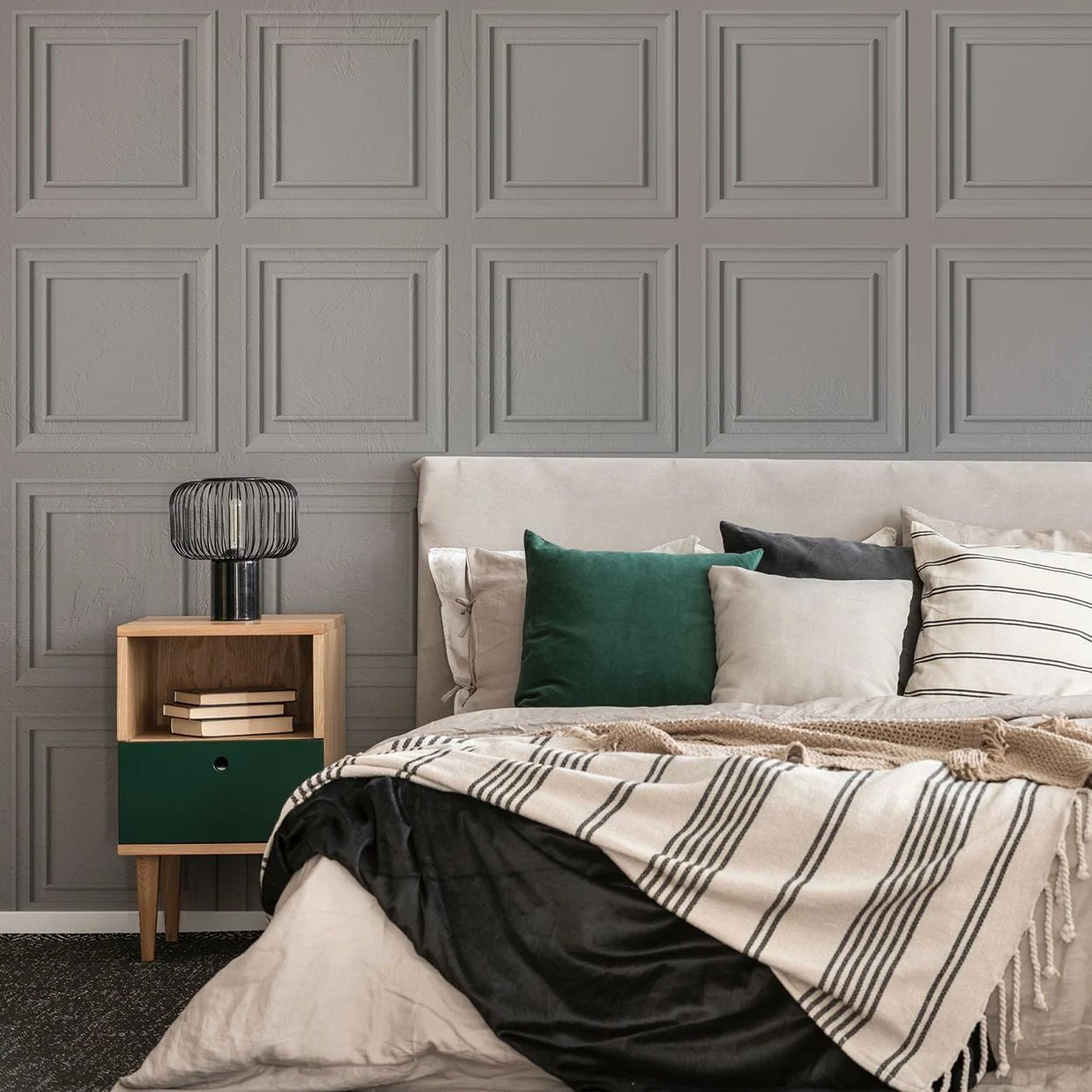 113257-Graham & Brown-Fresco Wood Panel Grey Wallpaper-Decor Warehouse