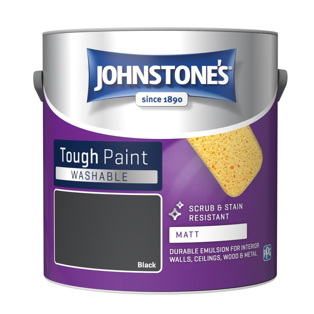 1117779-Johnstone's-Johnstone's Interior Washable Matt Paint - Black 2.5L-Decor Warehouse