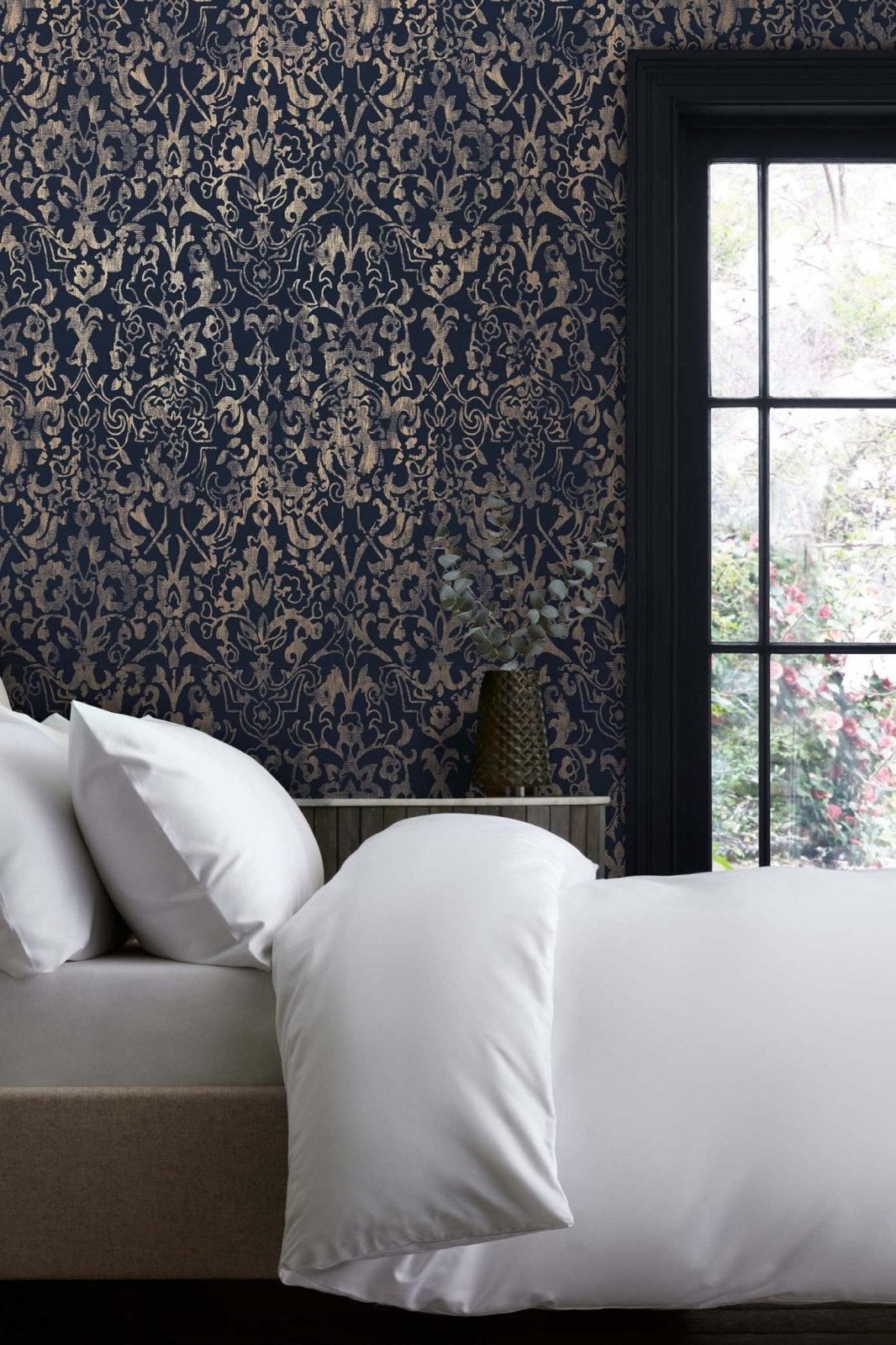 118294-Graham & Brown-Next - Majestic Damask Navy Wallpaper-Decor Warehouse