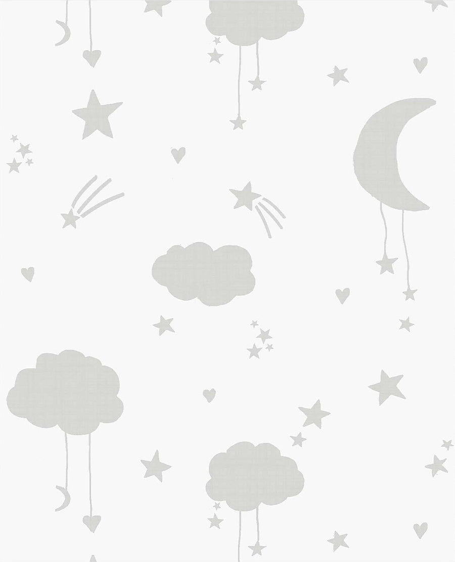 118332-Graham & Brown-Next - Moon and Stars Grey Wallpaper-Decor Warehouse